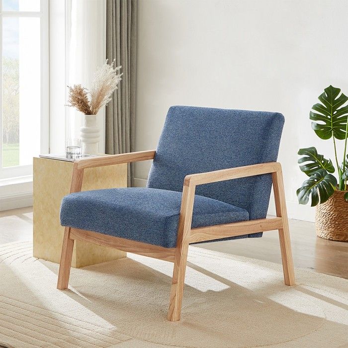 Fauteuil BONIFACIO en tissu bleu Fauteuil BONIFACIO en tissu bleu
