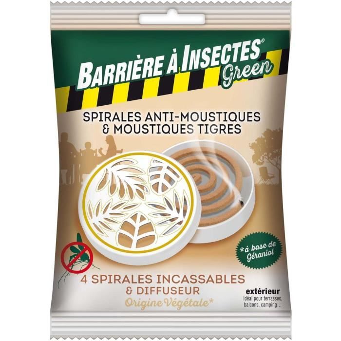 Spirales anti-moustiques à base de géraniol - BARRIERE A INSECTES - Diffuseur boitier + 4 spirales
