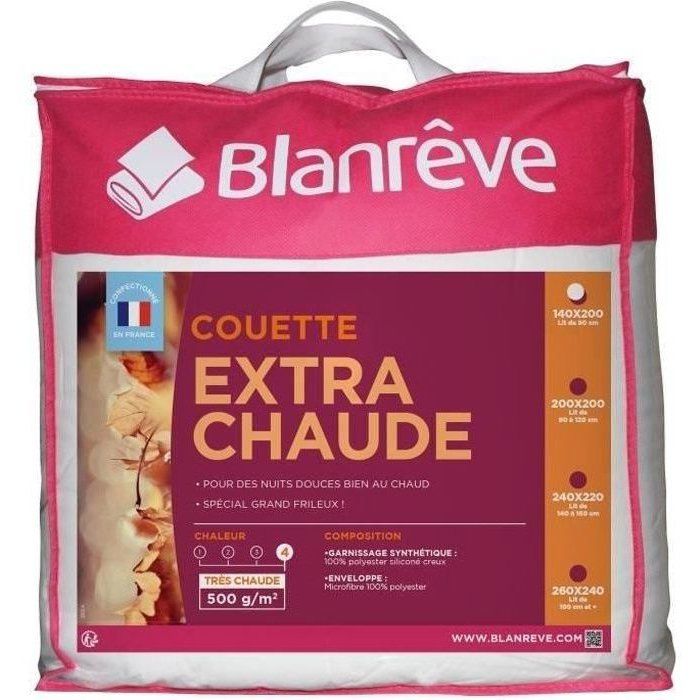 Couette Extra Chaude Microfibre - BLANREVE - 140 x 200 cm - Blanc