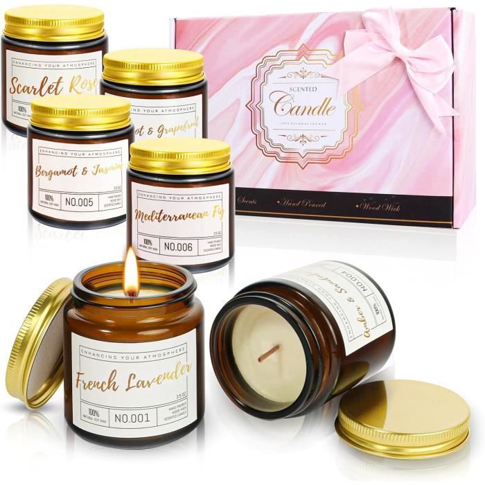 Pack De 6 Home Aromatherapy Candle Set, 21 Oz Naturel De Cire De Soja