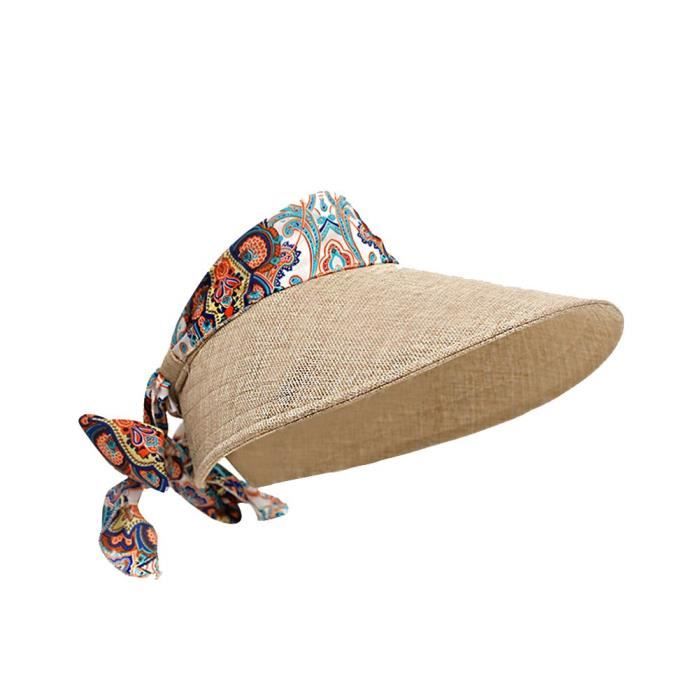 Chapeau à Visière Paille WSLCN Femme - Pliable, Bord Large 12cm | Protection UV Pour Plage & Voyage