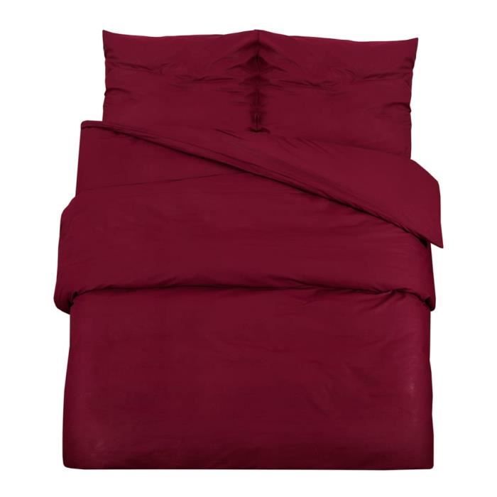 BLL Ensemble de housse de couette Bordeaux 200x220 cm Coton