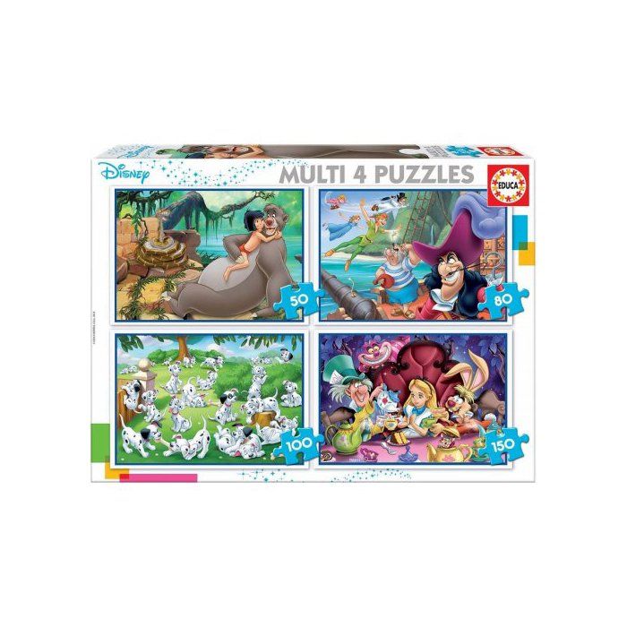 4 Puzzles Disney : 50 - 80 - 100 - 150 Pieces - Livre De La Jungle - Peter Pan - 101 Dalmatiens - Alice Au Pays Des Merveilles 4 Puzzles Disney : 50 - 80 - 100 - 150 Pieces - Livre De La Jungle - Peter Pan - 101 Dalmatiens - Alice Au Pays Des Merveilles