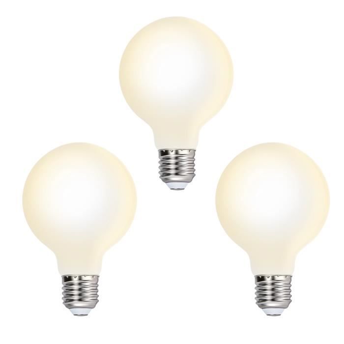 Lampes Ampoules Globe Grosse Moyen LED E27 G80 6W Blanc Chaud Eclairage