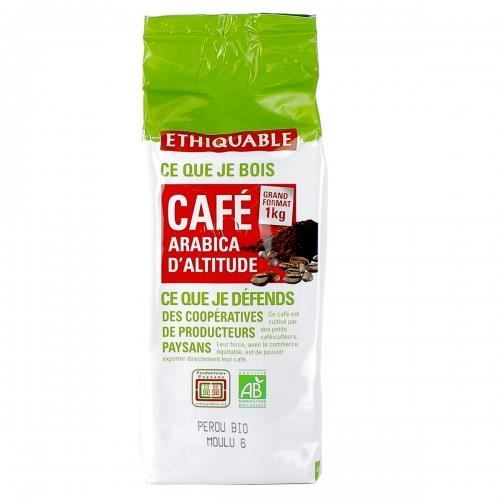 ETHIQUABLE - Café Pérou MOULU bio & équitable 1 kg - 100% Arabica d altitude - intensité 4/5 & 3/5