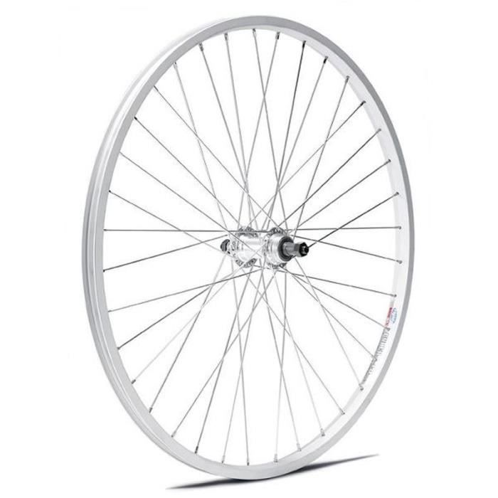 Roue arrière VTT Gurpil - jante Cyber 10 aluminium - blocage acier - argenté - 26 pouces