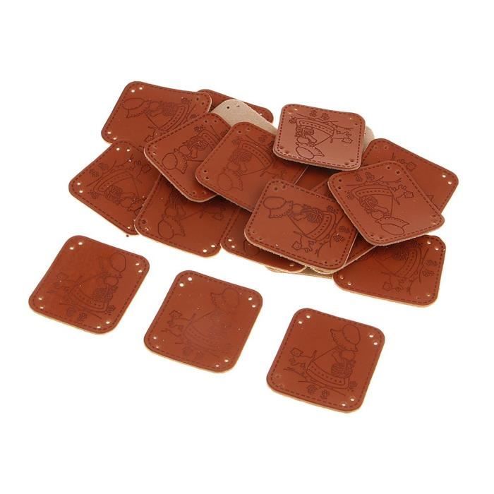 Lot De 20 étiquettes En Cuir PU Faites à La Main Pour Vêtements, Sacs