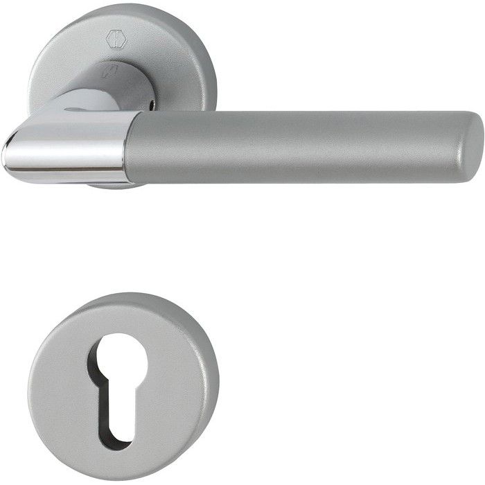 Garniture de porte HOPPE Lecce en aluminium anodisé bi-couleur - Clé en I - 3895284