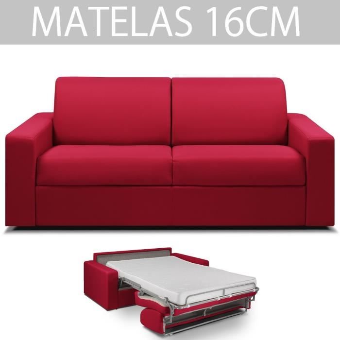 Canapé convertible EXPRESS 3 places en tissu rouge - Couchage 140cm -  Matelas 16cm - MIDNIGHT - ITALIAN SPIRIT - Cdiscount Maison