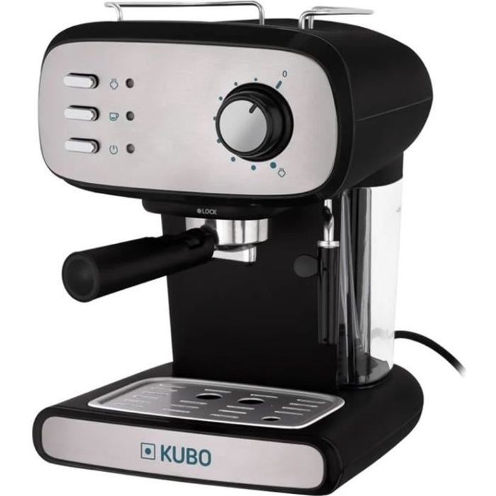 Machine à café manuelle - KUBO - KBECM4842 - 15 bars - buse à vapeur - cappuccino et espresso noir