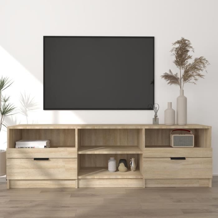 Meuble TV - MOTHINESSTO - Classic - Chêne Sonoma - Bois massif - 150 x 335 x 45 cm
