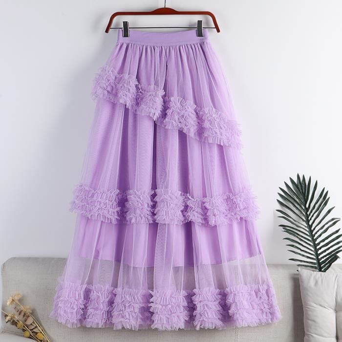 Jupe Midi Femme Perterex Violette Taille 18 - Style Peasant, Légère, Motifs Cachemire