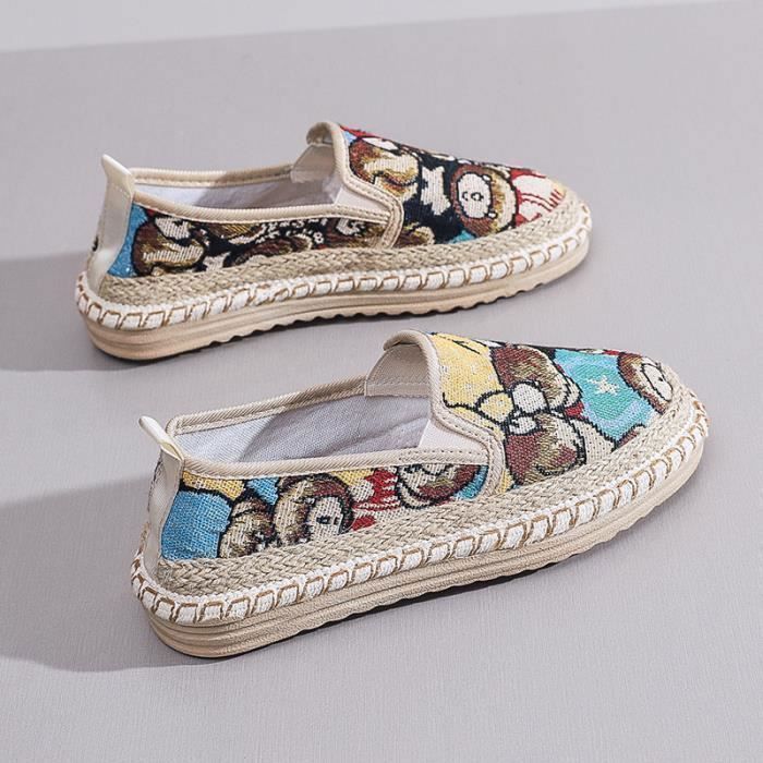 INSFITY Espadrilles Femme - Imprimé - Toile - Jaune