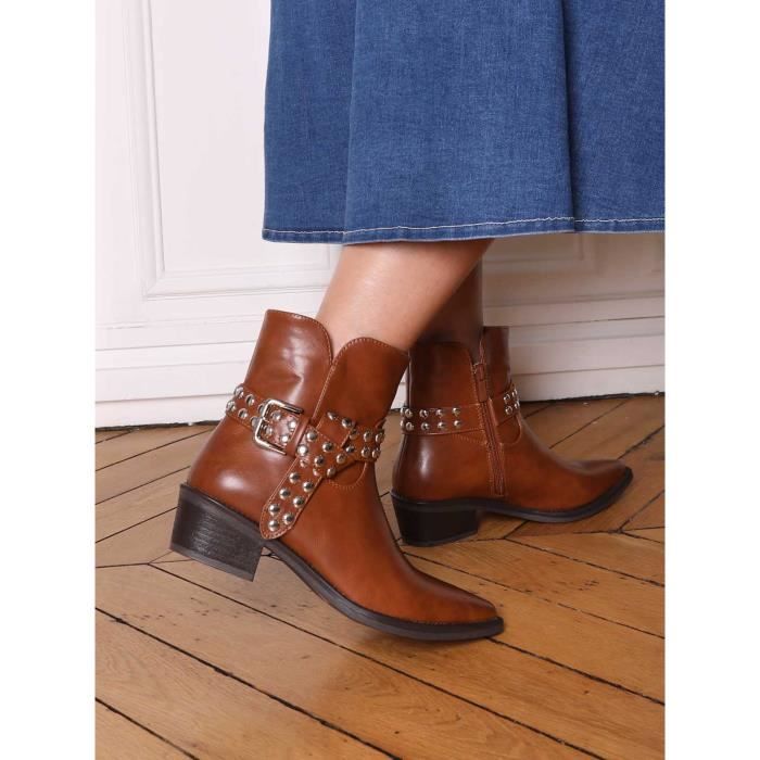 Chaussure Bottines A Brides CloutÃ©es Femme Bottines Non