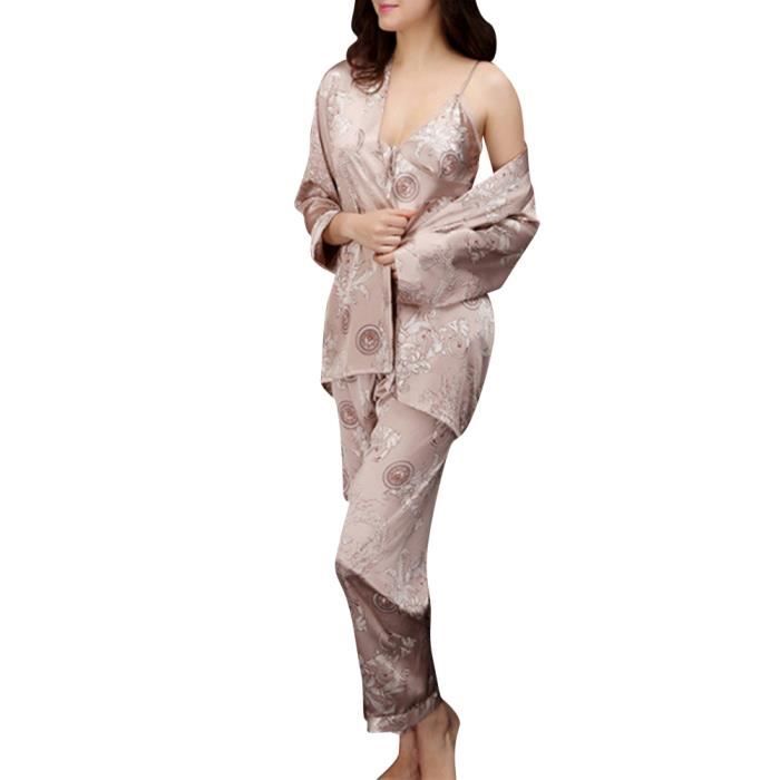 Couple Pyjamas En Satin Homme Kimono Robe De Chambre Femme Vetements De Nuit Luxe Chameau Medium Orange Cdiscount Pret A Porter