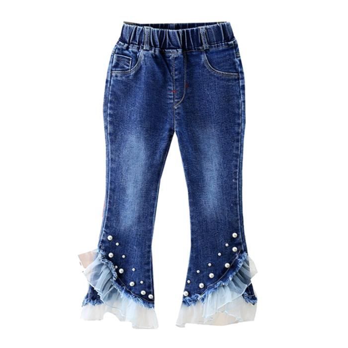 Jean Fille Trompette Taille Haute Y2K - Pantalon Denim évasé Pattes D'éléphant - Style Décontracté Danse Jazz