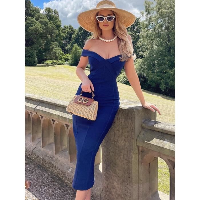 CRAZE Bandage Robe Femme Soir?�e Robe De Soir?�e Moulante Sexy Hors ??paule Midi Soir?�e 