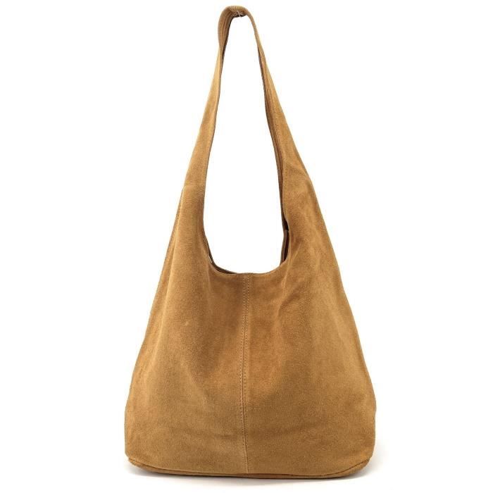 Sac ?� main - OH MY BAG - EVA - Cuir nubuck - Camel - 43x33x16 cm Camel - Cdiscount Bagagerie 
