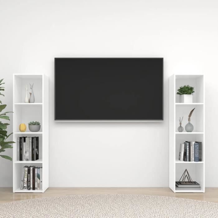 meuble tv mural ovonni - blanc - 142,5x35x36,5 cm - elégance - chic - laqué