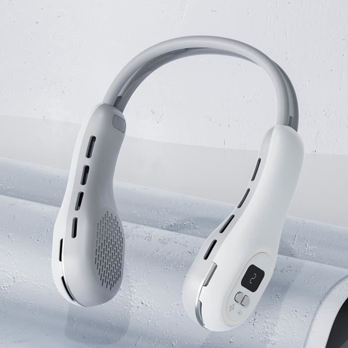 Ventilateur de Cou Suspendu - PIMPIMSKY - Modèle Blanc - USB Rechargeable - 3 Vitesses - Affichage LED - Pimpimsky