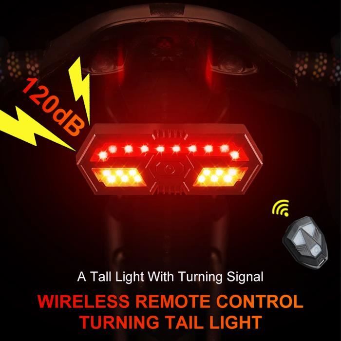 Fencelly Clignotants Vélo Avec Télécommande Sans Fil - Feu Arrière USB Rechargeable IPX6 - Sécurité Nuit Et Pluie