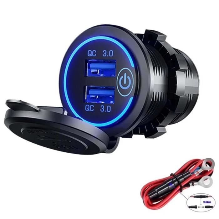 Prise Allume-cigare USB étanche Avec Interrupteur LED - 12V/24V, Pour Voiture, Bateau, Camping-car, Neuf