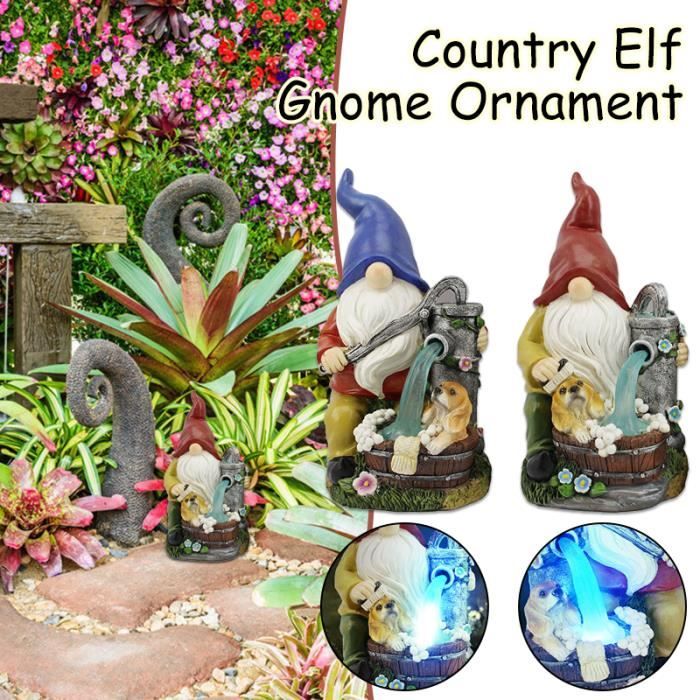 Statue Nain De Jardin Figurine Résine,avec Des Lumières Solaires à LED Figurine De Jardin Décoration En Plein Air-Lumière De - Jardin