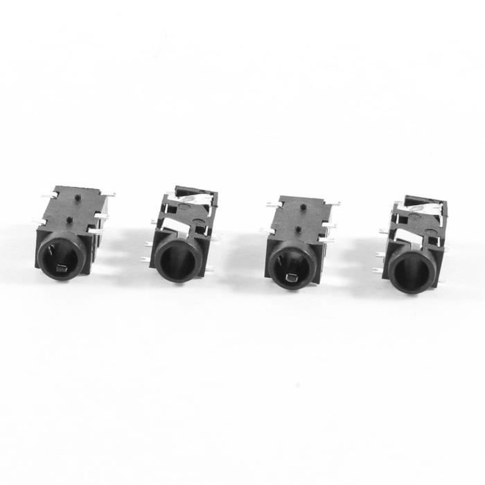 sourcing map 4 PC 5 Broches Prise St/ér/éo 3,5 mm Femelle Adaptateur Jack pour bo/îteque Noir
