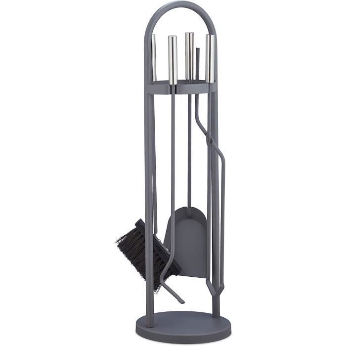 relaxdays 10028787 Ensemble serviteur de cheminée 4 pièces Acier
