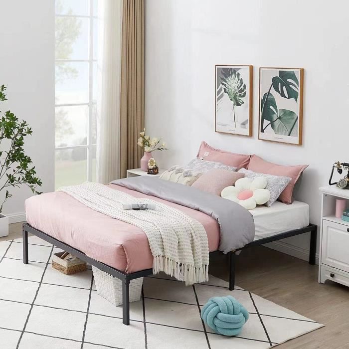 TEENO Sommier Tapissier 140x190 Cm - Déhoussable, Pieds Inclus, Blanc - Montage Facile Et Rapide