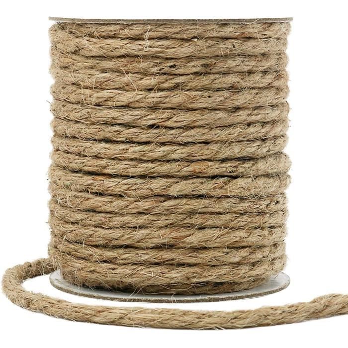 Ficelle De Jute Rouge Naturelle 6mm X 20m - Pour Bricolage, Jardinage, Emballage Cadeaux - DIY Déco