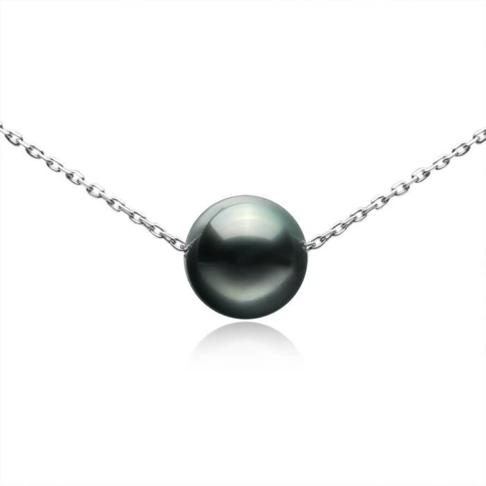 Collier Perle Noire De Tahiti Et Améthyste - Pierre Fine Naturelle, Argent Fin - Marque Rosemimosa