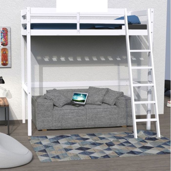 Lit mezzanine en bois massif blanc 90x190 - LT14036 - Blanc - Terre de Nuit Lit mezzanine en bois massif blanc 90x190 - LT14036 - Blanc - Terre de Nuit