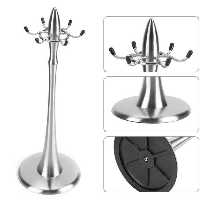 Otufan Support Ustensiles De Cuisine Rotatif 360° Acier Inoxydable – 5 Crochets – Porte-Couteaux, Spatules, Cuillères – Organisateur Comptoir Élégant Et Solide