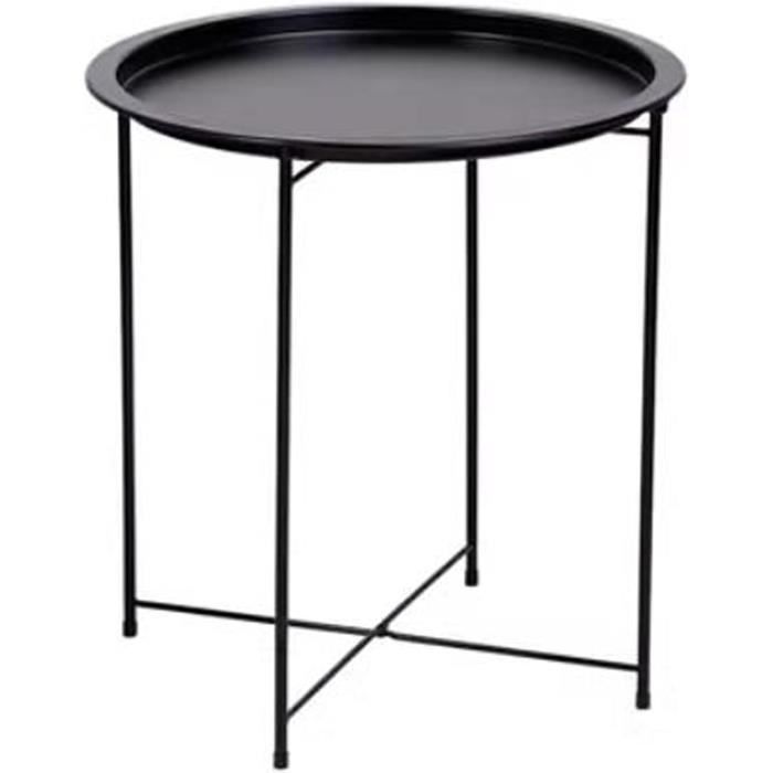 Table Basse Pliante URBNLIVING - Pieds Métal Noir - Grande Taille 75x60x60cm - Intérieur/Extérieur