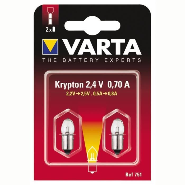 Lot de 2 ampoules pour lampe de poche Krypton 751 - 2,4 V - 0,70 A