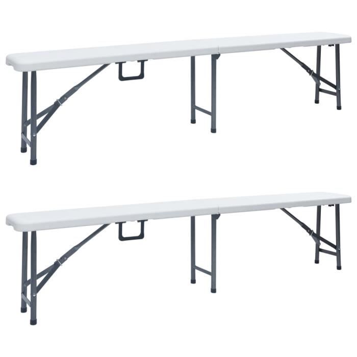 vidaXL Bancs de jardin pliables lot de 2 180 cm PEHD - vue 4
