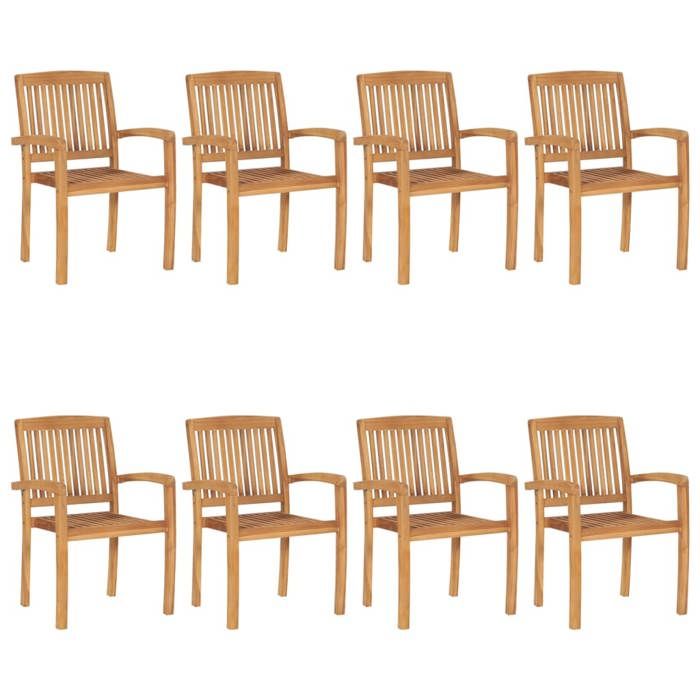 vidaXL Chaises de jardin empilables 8 pcs Bois de teck - vue 2