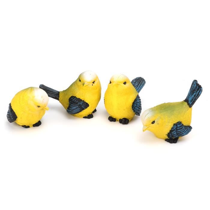 Figurine Oiseaux Sur Feuille En Résine – Décoration Multicolore 10 Cm