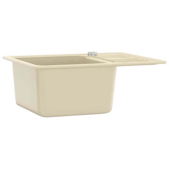 LesSaisons Évier de cuisine Granit Seul lavabo Beige AB144860 117221 ...
