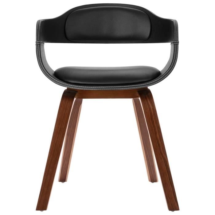 chaise de salle à manger - yosoo - bois courbé et similicuir - accoudoirs - noir