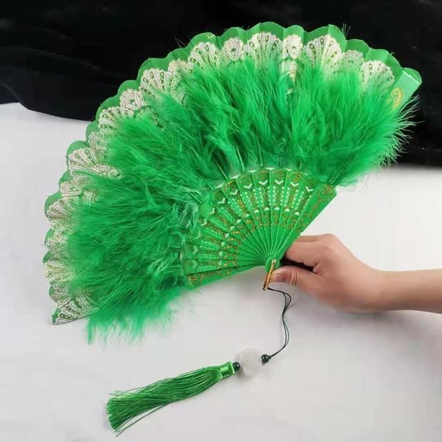 Éventail à Plumes Brodé Style Années 1920 - Pliable, Noir/Blanc - Pour Fête Vintage, Danse, Déco, Costume