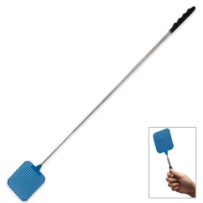 Lot De 2 Tapettes à Mouches Extensibles – Manche En Acier Inox Télescopique De 26 à 73 Cm – Large Surface De Frappe, Poignée Ergonomique