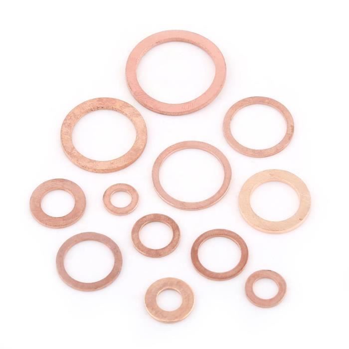 ZJCHAO Copper Washer 280pcs 12 Tailles Rondelles Plates En Cuivre Avec ...