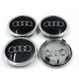 4 Centres de Roue Noir avec anneau chromé 69mm emblème Audi cache moyeu-1