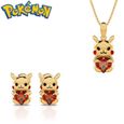 Collier et boucles d'oreilles Pikachu Pokémon Parure Rubis-1