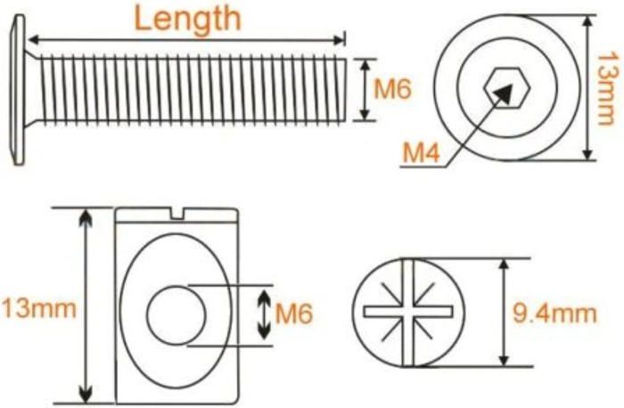 10 Boulons à Bascule M5x75mm – Tête Ronde, Pour Murs Creux, Uxcell