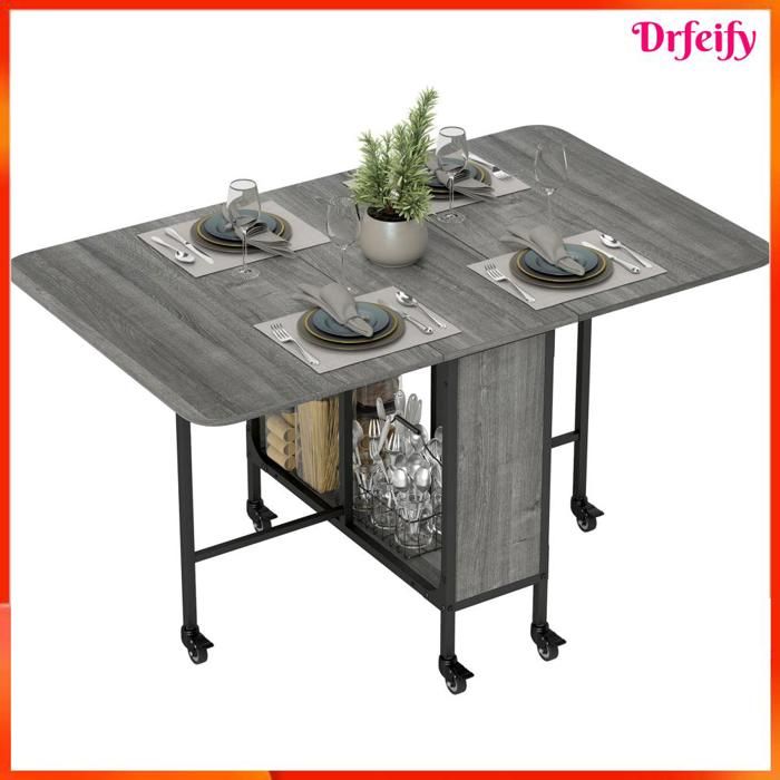 Table à manger pliante extensible - AKOZON - 10251 - Gris - 6 roulettes ...