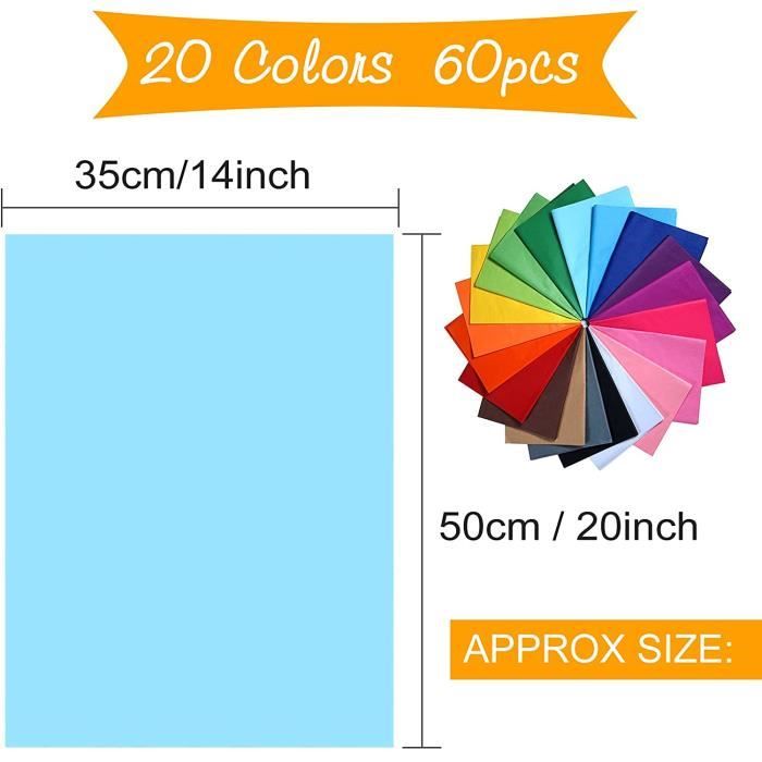 Paquet de 500 feuilles de papier de soie 16 x 16 cm couleurs assorties