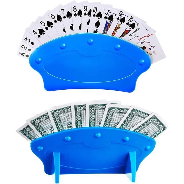 JAWAI 4 Pièces Porte-Cartes à Jouer en Bois, Porte Cartes à Jouer Design Incurvé, Support de Poker, Jeux de Cartes pour Libérer Les Mains, Adapté pour Les Personnes Âgées, Les Adultes, Les